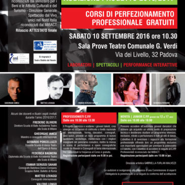 PADOVA DANZA: Audizioni ai CORSI DI PERFEZIONAMENTO PROFESSIONALE – 10 SETTEMBRE a  PADOVA