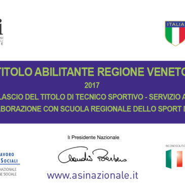 Titolo abilitante Regione Veneto. Corso di Formazione ASI. 4/5 marzo. Hotel Galileo